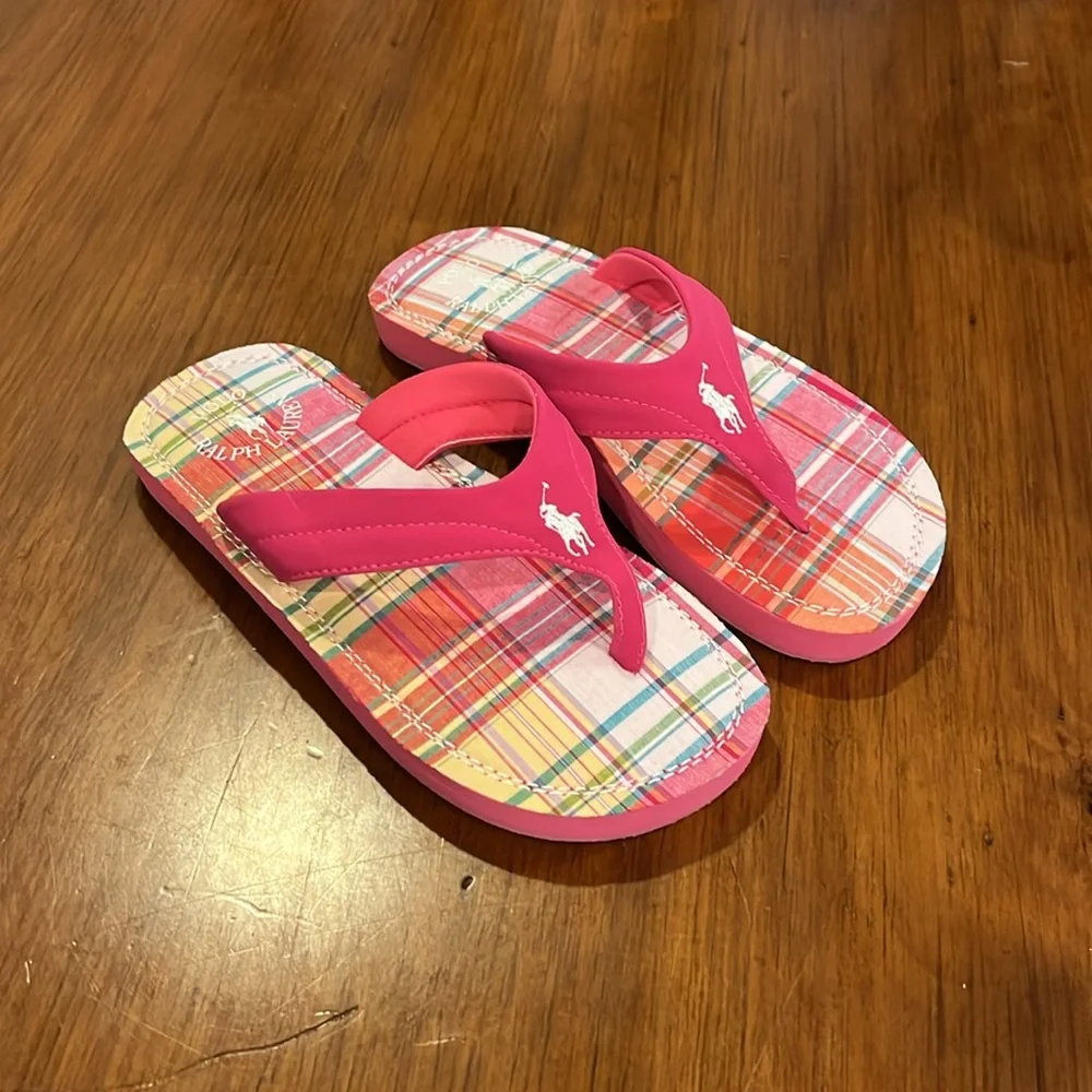 Polo Ralph Lauren Terrence Flip Flops Sandals Shoes Thongs new Youth Girls sizes